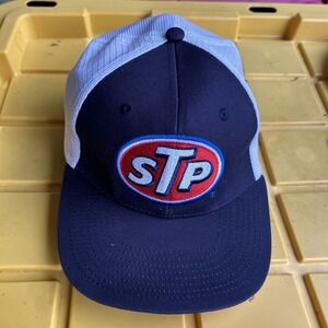 STP Racing Logo Trucker Hat Navy Blue White Mesh Snapback Adjustable Cap Mens